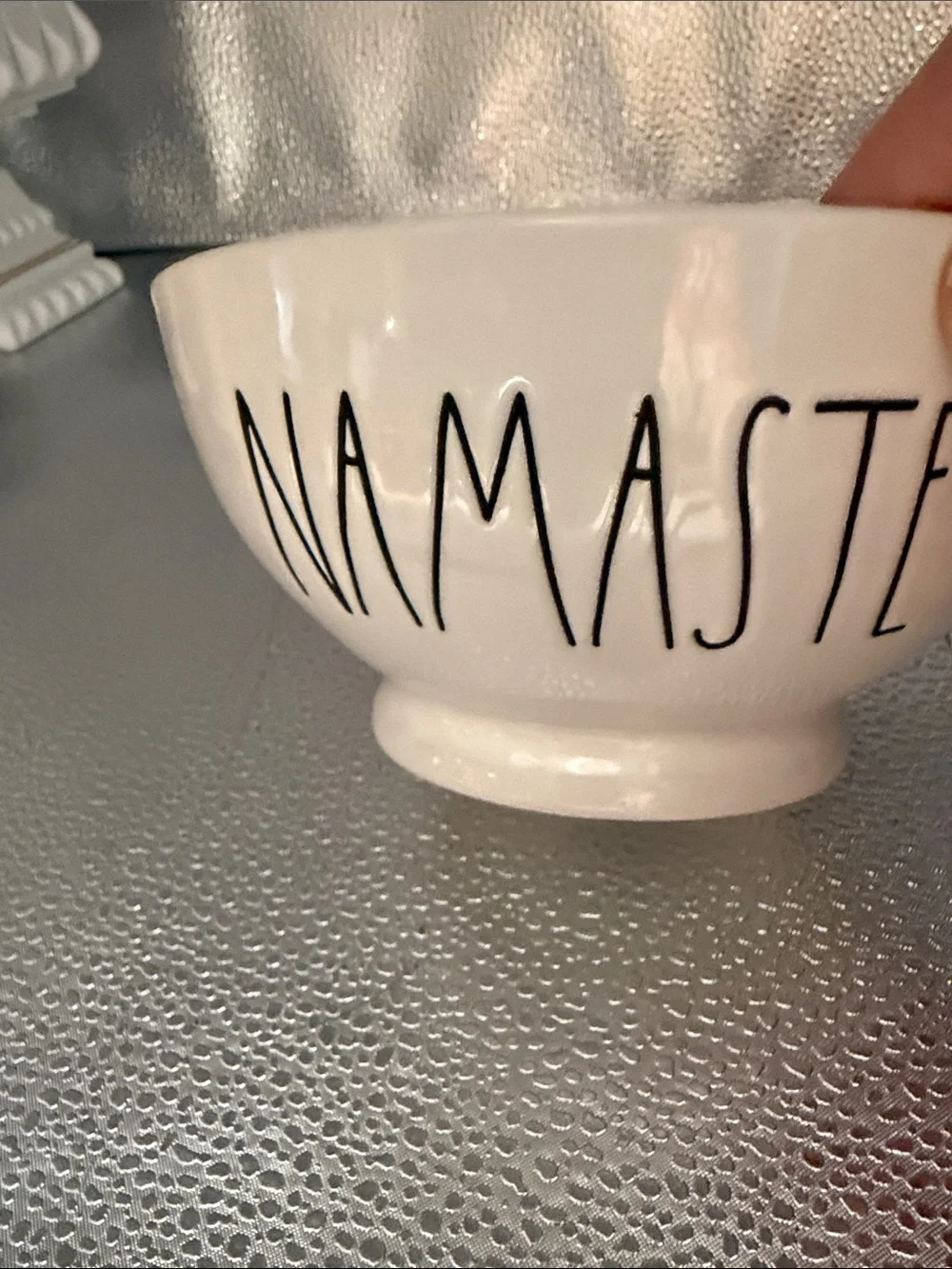 White Namaste Ceramic Bowl - Home Art